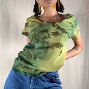 Green Graphic Boxy Top